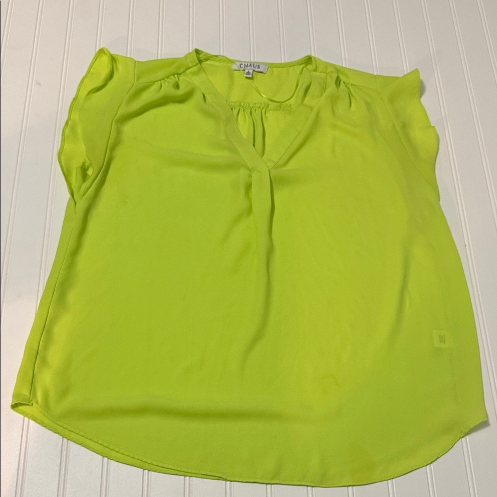 Chaus Women's Neon Yellow Blouse in Size Large